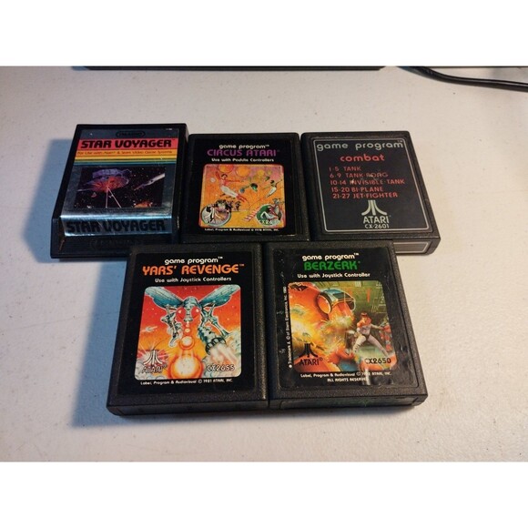 Atari 2600 Lot Of 5 Games - Tested & Work - Berzerk, Yars' Revenge, Circus Atari - Picture 1 of 3